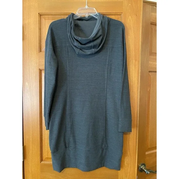 Toad & Co Womens Hooded Sweater Dress Gray Pockets Stretch Travel Medium Tunic - Picture 5 of 8